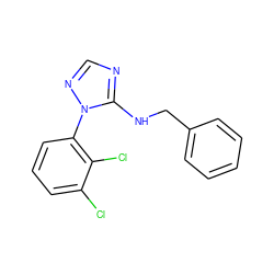 Clc1cccc(-n2ncnc2NCc2ccccc2)c1Cl ZINC000029126415