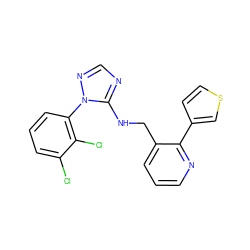 Clc1cccc(-n2ncnc2NCc2cccnc2-c2ccsc2)c1Cl ZINC000029126449