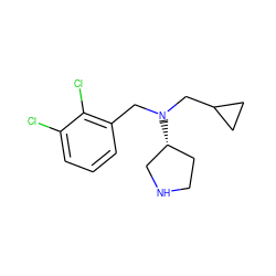 Clc1cccc(CN(CC2CC2)[C@@H]2CCNC2)c1Cl ZINC000028948788