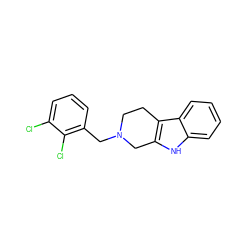 Clc1cccc(CN2CCc3c([nH]c4ccccc34)C2)c1Cl ZINC000019595022