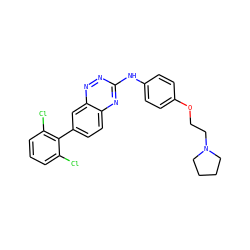 Clc1cccc(Cl)c1-c1ccc2nc(Nc3ccc(OCCN4CCCC4)cc3)nnc2c1 ZINC000028702760