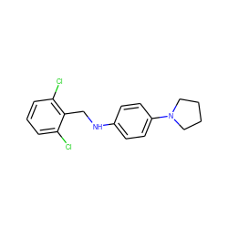 Clc1cccc(Cl)c1CNc1ccc(N2CCCC2)cc1 ZINC000000469441