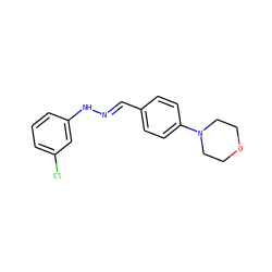 Clc1cccc(N/N=C/c2ccc(N3CCOCC3)cc2)c1 ZINC000005016646