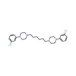 Clc1cccc(N2CCN(CCCCCCN3CCN(c4cccc(Cl)c4)CC3)CC2)c1 ZINC000035985316