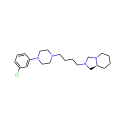 Clc1cccc(N2CCN(CCCCN3C[C@@H]4CCCCN4C3)CC2)c1 ZINC000019332333
