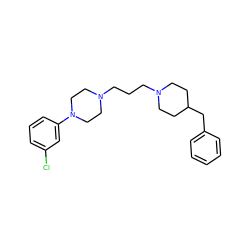 Clc1cccc(N2CCN(CCCN3CCC(Cc4ccccc4)CC3)CC2)c1 ZINC000653743785