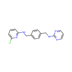 Clc1cccc(NCc2ccc(CNc3ncccn3)cc2)n1 ZINC000072108758