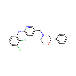 Clc1cccc(Nc2ccc(CN3CCO[C@@H](c4ccccc4)C3)cn2)c1Cl ZINC000040955070