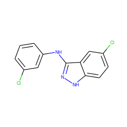 Clc1cccc(Nc2n[nH]c3ccc(Cl)cc23)c1 ZINC000137627050