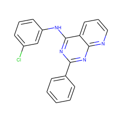 Clc1cccc(Nc2nc(-c3ccccc3)nc3ncccc23)c1 ZINC001772598419