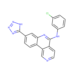 Clc1cccc(Nc2nc3cc(-c4nnn[nH]4)ccc3c3cnccc23)c1 ZINC000066111754