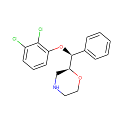 Clc1cccc(O[C@@H](c2ccccc2)[C@@H]2CNCCO2)c1Cl ZINC000029050287