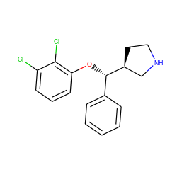 Clc1cccc(O[C@@H](c2ccccc2)[C@H]2CCNC2)c1Cl ZINC000095589414