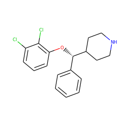 Clc1cccc(O[C@@H](c2ccccc2)C2CCNCC2)c1Cl ZINC000042989160