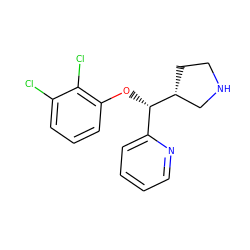 Clc1cccc(O[C@@H](c2ccccn2)[C@@H]2CCNC2)c1Cl ZINC000043059270