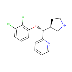 Clc1cccc(O[C@@H](c2ccccn2)[C@H]2CCNC2)c1Cl ZINC000043059274