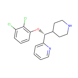 Clc1cccc(O[C@@H](c2ccccn2)C2CCNCC2)c1Cl ZINC000043023131