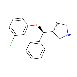 Clc1cccc(O[C@H](c2ccccc2)[C@@H]2CCNC2)c1 ZINC000095592697