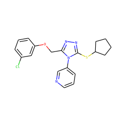 Clc1cccc(OCc2nnc(SC3CCCC3)n2-c2cccnc2)c1 ZINC000095597386