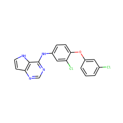 Clc1cccc(Oc2ccc(Nc3ncnc4cc[nH]c34)cc2Cl)c1 ZINC000073169957