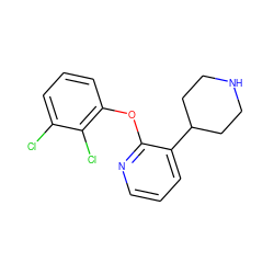 Clc1cccc(Oc2ncccc2C2CCNCC2)c1Cl ZINC000045373889