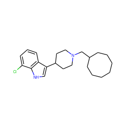 Clc1cccc2c(C3CCN(CC4CCCCCCC4)CC3)c[nH]c12 ZINC000036221510