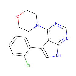 Clc1ccccc1-c1c[nH]c2ncnc(N3CCOCC3)c12 ZINC000210729693