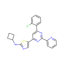 Clc1ccccc1-c1cc(-c2cnc(NC3CCC3)s2)nc(-c2ccccn2)n1 ZINC000064527955