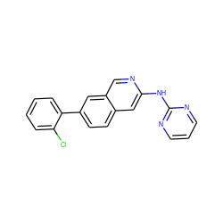 Clc1ccccc1-c1ccc2cc(Nc3ncccn3)ncc2c1 ZINC000144336000