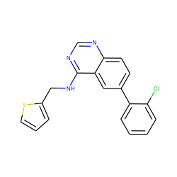 Clc1ccccc1-c1ccc2ncnc(NCc3cccs3)c2c1 ZINC000036380607