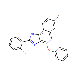 Clc1ccccc1-c1nc2c(Oc3ccccc3)nc3cc(Br)ccc3c2[nH]1 ZINC000082158276