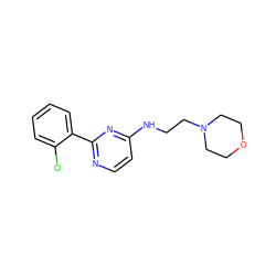 Clc1ccccc1-c1nccc(NCCN2CCOCC2)n1 ZINC000033362324