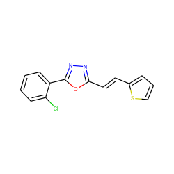 Clc1ccccc1-c1nnc(/C=C/c2cccs2)o1 ZINC000004657180