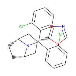 Clc1ccccc1C(c1ccccc1Cl)N1[C@H]2CC[C@@H]1C[C@H](c1cnco1)C2 ZINC000103229894