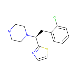 Clc1ccccc1C[C@@H](c1nccs1)N1CCNCC1 ZINC000036093245