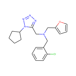 Clc1ccccc1CN(Cc1ccco1)Cc1nnnn1C1CCCC1 ZINC000057614069