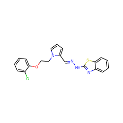 Clc1ccccc1OCCn1cccc1/C=N/Nc1nc2ccccc2s1 ZINC000005119006