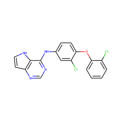 Clc1ccccc1Oc1ccc(Nc2ncnc3cc[nH]c23)cc1Cl ZINC000073169955