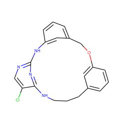 Clc1cnc2nc1NCCCc1cccc(c1)OCc1cccc(c1)N2 ZINC000142442730