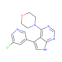 Clc1cncc(-c2c[nH]c3ncnc(N4CCOCC4)c23)c1 ZINC000224872998