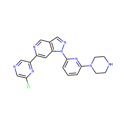 Clc1cncc(-c2cc3c(cn2)cnn3-c2cccc(N3CCNCC3)n2)n1 ZINC000224870783