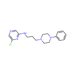 Clc1cncc(NCCCN2CCN(c3ccccc3)CC2)n1 ZINC000064905944