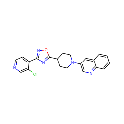 Clc1cnccc1-c1noc(C2CCN(c3cnc4ccccc4c3)CC2)n1 ZINC000040875326