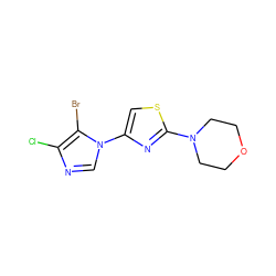 Clc1ncn(-c2csc(N3CCOCC3)n2)c1Br ZINC000299825800