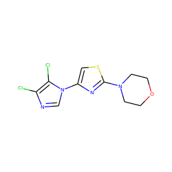 Clc1ncn(-c2csc(N3CCOCC3)n2)c1Cl ZINC000299831540