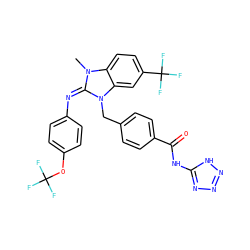 Cn1/c(=N/c2ccc(OC(F)(F)F)cc2)n(Cc2ccc(C(=O)Nc3nnn[nH]3)cc2)c2cc(C(F)(F)F)ccc21 ZINC000101455514