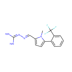 Cn1c(/C=N/N=C(N)N)ccc1-c1ccccc1C(F)(F)F ZINC000045286401