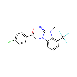 Cn1c(=N)n(CC(=O)c2ccc(Cl)cc2)c2cccc(C(F)(F)F)c21 ZINC000029128099