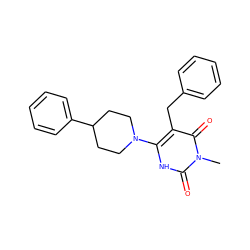 Cn1c(=O)[nH]c(N2CCC(c3ccccc3)CC2)c(Cc2ccccc2)c1=O ZINC000028707960