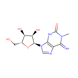 Cn1c(=O)[nH]c2c(ncn2[C@H]2O[C@H](CO)[C@@H](O)[C@H]2O)c1=N ZINC000101476608